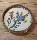 Vintage Signed 1940s Gene Byron Mexican Art Tile Wine Coaster wall Hanging 