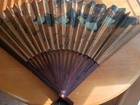 Large Hand Painted Wall Fan Asian Hand Painted Folded Paper Fan  41 x24 see Pics