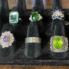 Vintage Sterling Silver Jewelry Lot Cocktail Ring 10 Rings Beautiful Jewels