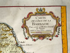 Barbados Island 1758 Nicolas Bellin Nice Antique Engraved Map 18th Century