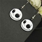 Silver Jack Skellington Nightmare Before Christmas Enamel Hook Dangle Earrings