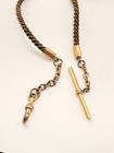 Victorian Mourning Fob With Locket   Pictures Brown Woven Hair Gold Tone