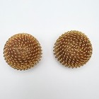 Vintage Gold Tone Round Textured Shoe Clips Pair Swirl
