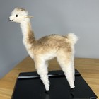Vtg Llama Alpaca Plush Doll Figure Real Wool Fur 7 5    Handmade Folk Art Animal