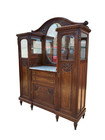 Antique French Art Nouveau Curio Cabinet Hutch China Breakfront Oak Side By Side