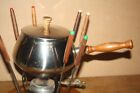 Vintage Retro Fondue Set - Pot - Lid - Stand - Underplate - Eight Fondue Forks