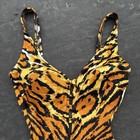 Vintage 1960s Leopard Animal Print Cut Out One Piece Bathing Swimsuit Beachwear