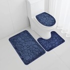 3 Piece Non Slip Memory Foam Bathroom Mat Set   Pebble Stone Bath Rugs Us