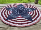 Handmade Crocheted Rag Rug 42  Americana Patriotic Shades Star By Ree-vick