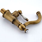 Antique Brass Bathroom Sink Faucet White Porcelain Handle Swivel Spout Mix Tap