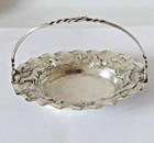 Small Antique Early 20th Century Chinese Solid Silver Repousse Bon Bon Basket