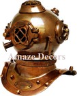 Antique Brass Scuba Deep Diving Divers Helmet Mark V Us Navy Vintage Marine Gift