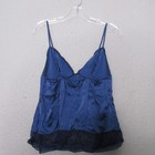 Vintage Etam Cami Top Blue Silk Lace Trim V-neck Adjustable Y2k Fairy Coquette