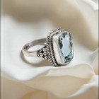 Aquamarine lab-created  Gemstone Ring 925 Sterling Silver Handmade Ring All Size
