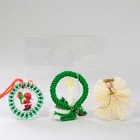 Vtg Lot Of 3 Hand Beaded Macrame Lace Ornaments Wreaths Santa Candle Angel