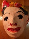Lot Of 2 Antique Mexico Folk Art Paper Mache Masks Day Of The Dead Cartoneria