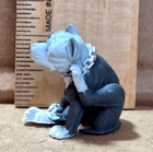 Vintage Miniature Pit Bull Dog Gray Figurine Scratching Ear Hood Hounds