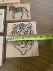 90s Lot Of 8 Animal Rubber Stamps Zebras Horse Tiger