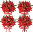 Poinsettia Flowers Artificial Christmas Flowers Artificial  4 Pack Poinsettia   