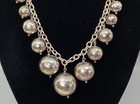 Sterling Silver Hammered Ball Bead Necklace - Made In Italy