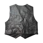 Vintage Saguaro West Leather Vest Kids Xl Black Western Cowboy Biker Snap Front