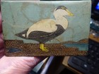 Old Antique Matchbox Holder  eider Large Sea Duck  Hand Painted Folk Art