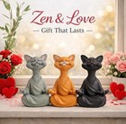 Whimsical Orange Meditating Cat Figurine Statue Yoga Collectible Ships