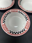 Set Of  5 Gibson Coca-cola 8  Ceramic Rim Checkered Soup Cereal Bowls Coke 1999