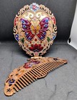 Metal Hand Mirror And Comb  Antique Work Beautiful Comb And Mirror Set Of 2 