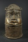 African Benin Bronze Oba King Head - Nigeria  Tribal  Art Crafts