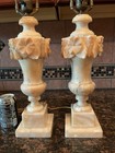 Beautiful Pair Of Vintage Italian Carved Alabaster Table Lamps 1930 s-40 s