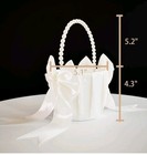 2 Pc Set Flower Girl Basket And Ring Bearer Pillow- Pearl Handle- White