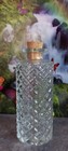 Clear Diamond Cut Vintage Style Glass Round Decorative Jar With Cork H   5 75 In