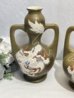 A Pair Of Moriage Dragonware Vases Antique Japanese Art Pottery Rare 12  Size