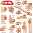 110-piece Wooden Train Track Expansion Pack  Compatible With Thomas  Brio Thomas