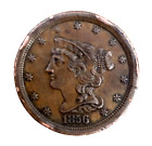 1856 Braided Hair Half Cent - Only 54 000 Minted -  Pre-civil War Coin U s  Coin