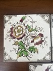 Antique Transferware Tiles Floral Ceramic England Set Of 3