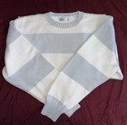 Hollister Sweater Women s Small White Blue Knit Ribbed Bold Striped Long Sleeve