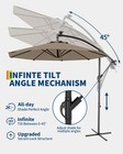 Garvee Offset Patio Umbrella 10ft Led Cantilever Hanging Market Umbrella - Brown