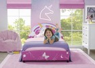 Kids Unicorn Twin Platform Bed Faux Leather Padded Frame Headboard Girl 3-8 Year