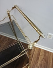 Vintage Faux Bamboo Brass   Smoked Glass Bar Trolley Rolling Bar Serving Cart