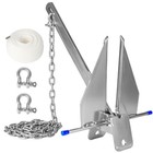 10 Lb Boat Anchor Kit Galvanized Fluke W chain Rope 16-26 Ft