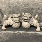 Marble Chinese Foo Dogs   Traditional Guardian Lions  Set Of Two   Hand Carved