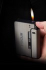 Metal Cigarette Case With Built-in Refillable Lighter     Slim Windproof Holder