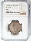 1785 Netherlands Silver 1 4 Ducaton Ngc Xf45 Zeeland Lion Crown Concordia Toned