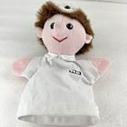 Vintage Plushpup Dentist Hand Puppet Plush 11  Head   Arms Hand Moves Brown Hair