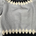 Nordic Fair Isle Sweater Womens Medium Gray Black Cream Knit Pullover Crewneck