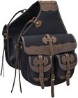 Western Saddle Canvas And Leather Trail Riding Saddle Bags - 3 Color Choices