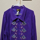 Bob Mackie Wearable Art Purple Embroidered Zip Front Western Show Shirt 2x