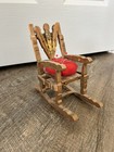 Vintage Folk Art Wooden Clothespin Rocking Chair Sewing Pin Cushion Handmade